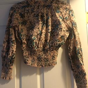 TopShop pink floral crop top